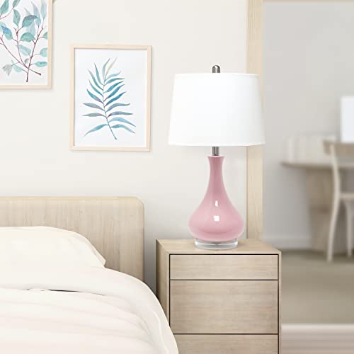 Elegant Designs LT3312-RPK Ceramic Genie Tear Drop Shaped Glossy Table Lamp, Rose Pink