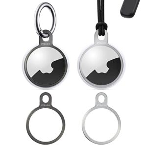 2 packs airtag holder key ring, stouchi aluminium invisible slim keychain case for airtags 2021 finder items iphone 13/12 dogs, keys, backpacks air tag accessories