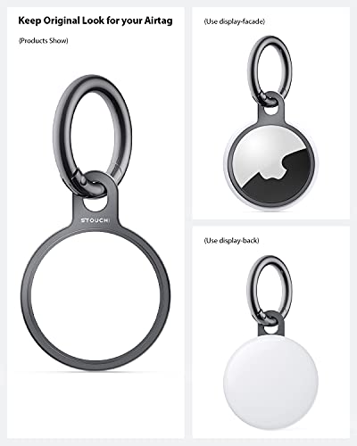 2 Packs AirTag Holder Key Ring, Stouchi Aluminium Invisible Slim Keychain Case for AirTags 2021 Finder Items iPhone 13/12 Dogs, Keys, Backpacks Air Tag Accessories