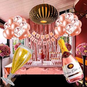 BBeitoo Rose Gold Birthday Party Decorations Set 12inch Rose Gold Confetti Balloon 30th 40th 50th 60th Birthday Balloons for Women