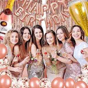 BBeitoo Rose Gold Birthday Party Decorations Set 12inch Rose Gold Confetti Balloon 30th 40th 50th 60th Birthday Balloons for Women