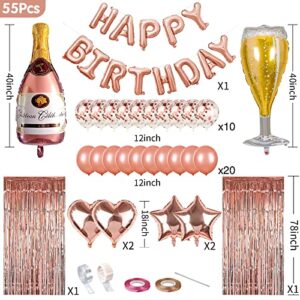 BBeitoo Rose Gold Birthday Party Decorations Set 12inch Rose Gold Confetti Balloon 30th 40th 50th 60th Birthday Balloons for Women