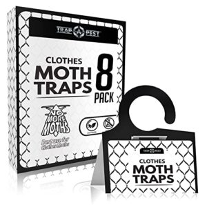 trap a pest clothing moth traps - 8 pack - non toxic moth traps for clothes with pheromone attractant - odorless sticky traps for closet, carpets