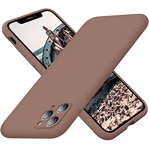 Cordking iPhone 11 Pro Case, Silicone Ultra Slim Shockproof Phone Case with Soft Anti-Scratch Microfiber Lining, [Enhanced Camera Protection], 5.8 inch, Light Brown