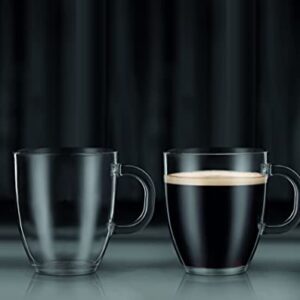 Bistro Coffee Mug Single-Wall Glasses, 12 Ounce (2-Pack), Clear