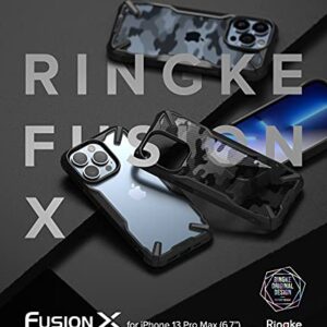 Ringke Fusion-X Compatible with iPhone 13 Pro Max Case, Camouflage Design Hard Back Heavy Duty Shockproof Advanced Protective TPU Bumper Phone Cover - Camo Black