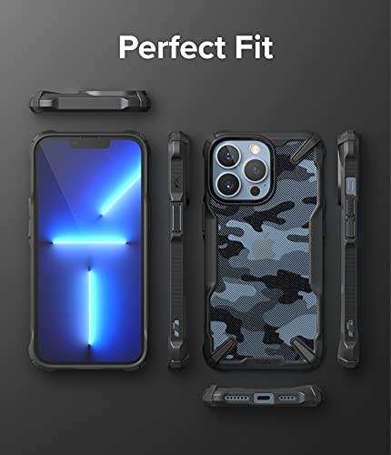 Ringke Fusion-X Compatible with iPhone 13 Pro Max Case, Camouflage Design Hard Back Heavy Duty Shockproof Advanced Protective TPU Bumper Phone Cover - Camo Black