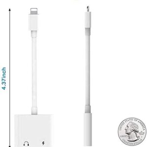 [Apple MFi Certified] 2 Pack Headphone Adapter for iPhone, iPhone Adapter for Headphone Jack and Charger 2 in 1 Lightning to 3.5mm AUX Audio + Charger Splitter for iPhone 14/13/12/11/XS/XR/X 8 7/iPad