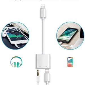 [Apple MFi Certified] 2 Pack Headphone Adapter for iPhone, iPhone Adapter for Headphone Jack and Charger 2 in 1 Lightning to 3.5mm AUX Audio + Charger Splitter for iPhone 14/13/12/11/XS/XR/X 8 7/iPad