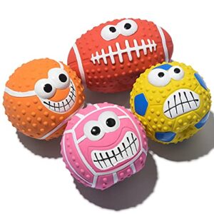 schitec squeaky dog ball, [4 pack] latex rubber dog squeak toys, 2.7'' soft bouncy fetch balls for medium small pets interactive play