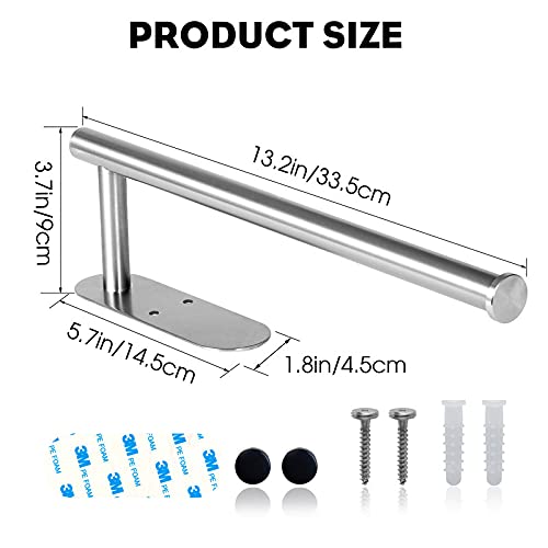 Paper Towel Holder, Under Cabinet Paper Towel Holder for Kitchen, Self Adhesive Paper Towel Roll Holder Wall Mount, SUS304 Stainless Steel Paper Towel Rack Stick on Wall for Bathroom