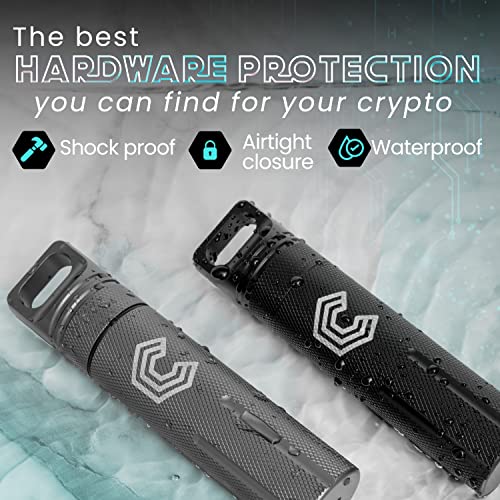 CryptoPod Ledger Nano Case - Fits Nano S/X/S Plus & Yubikey - Aluminum Alloy, Fire Resistant & Waterproof - Protective Cold Wallet Storage for Cryptocurrency - USB Thumb Drive Device Storage (Silver)