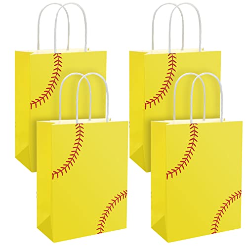 Outus 18 Pieces Softball Party Treat Bags Softball Gift Bags Softball Goodie Favor Treat Bags Softball Present Bags Kraft for Sport Birthday Party Decorations Supplies (Simple Style)