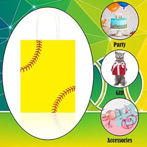 Outus 18 Pieces Softball Party Treat Bags Softball Gift Bags Softball Goodie Favor Treat Bags Softball Present Bags Kraft for Sport Birthday Party Decorations Supplies (Simple Style)