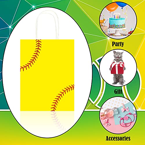 Outus 18 Pieces Softball Party Treat Bags Softball Gift Bags Softball Goodie Favor Treat Bags Softball Present Bags Kraft for Sport Birthday Party Decorations Supplies (Simple Style)