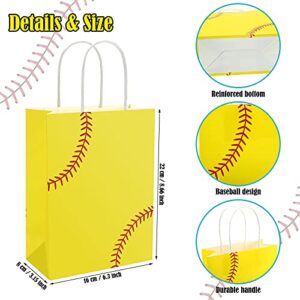 Outus 18 Pieces Softball Party Treat Bags Softball Gift Bags Softball Goodie Favor Treat Bags Softball Present Bags Kraft for Sport Birthday Party Decorations Supplies (Simple Style)