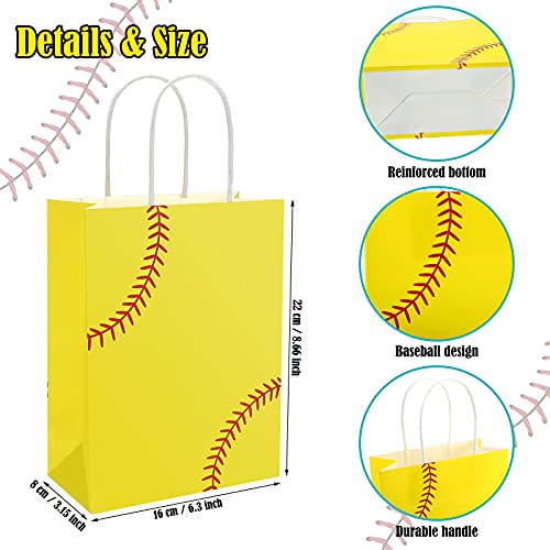 Outus 18 Pieces Softball Party Treat Bags Softball Gift Bags Softball Goodie Favor Treat Bags Softball Present Bags Kraft for Sport Birthday Party Decorations Supplies (Simple Style)