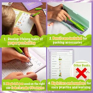 Magic Practice Copybook for Kids Ages 3-6- Handwriting Practice for Kids Reusable Tracing Groovebook for Kindergarten, Preschoolers- Letter Writing, Drawing (2 Books with Pens, Stickers, Knapsack)