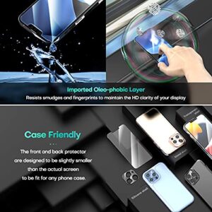 HATOSHI 3 Pack Tempered Glass Screen Protector for iPhone 13 Pro Max with 3 Pack Camera Lens Protector, Case Friendly Easy Installation Clear Protective Glass Screen for iPhone 13 Pro Max 6.7-inch