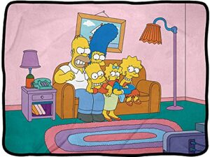 surreal entertainment the simpsons cartoon opening couch scene super soft plush fleece throw blanket, multicolor