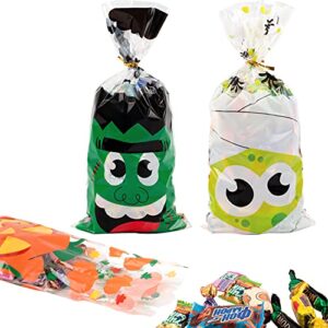 JOYIN 108 Pcs Halloween Cellophane Bags with Twist Tie Candy Treat Bags Sweet Bags Gift Bags Party Favors for Halloween Day Table Decor and Party Favor