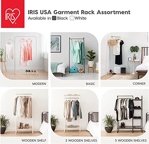 IRIS USA Clothing Rack, Blanket or Garment Ladder, Easy to Assemble, Standing Metal Sturdy Garment Rack, Small Space Storage Solution, Modern Versatile Design, Long-Term Durability, Ladder, White