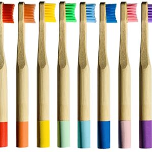 EcoFrenzy - Kids Bamboo Toothbrush - Child Size Soft BPA Free Color Safe Bristles (8 Pack)