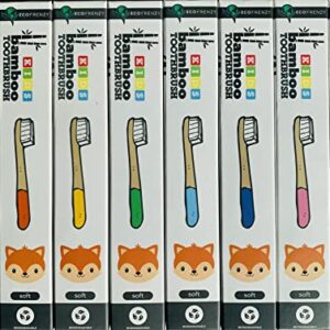 EcoFrenzy - Kids Bamboo Toothbrush - Child Size Soft BPA Free Color Safe Bristles (8 Pack)
