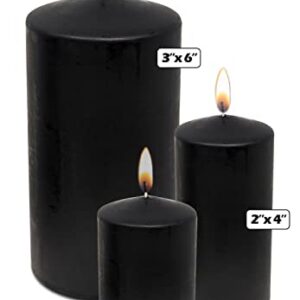 Hyoola Black Pillar Candles 2x4 Inch - 4 Pack Unscented Pillar Candles - European Made