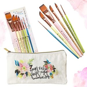 travel watercolor brushes for artists + pouch- set of 6 watercolor paint brushes for beginners & pros-water color brushes-assorted paint brushes w/watercolor detail brush & watercolor brushes dagger