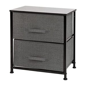flash furniture 2 drawer storage organizer - black cast iron frame and wood top - 2 easy pull dark gray fabric drawers