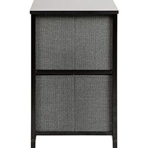 Flash Furniture 2 Drawer Storage Organizer - Black Cast Iron Frame and Wood Top - 2 Easy Pull Dark Gray Fabric Drawers