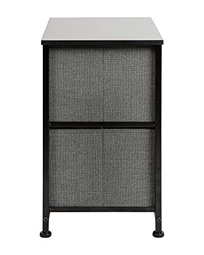 Flash Furniture 2 Drawer Storage Organizer - Black Cast Iron Frame and Wood Top - 2 Easy Pull Dark Gray Fabric Drawers