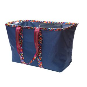 kitlife - pop up laundry tote –collapsible laundry basket–versatile fabric laundry basket / car organizer / grocery bag, navy