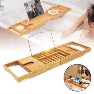 Abilen Bathroom Wooden Bathtub Tray Bath Shelf for Bath Caddy Wine Holder Tub Tray Over Bathtub Rack Support Storage Accessories