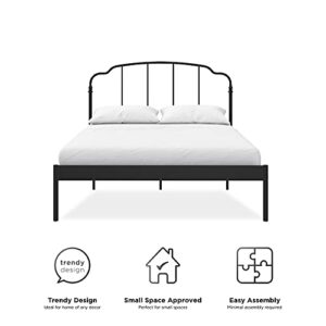 REALROOMS Camie Metal Bed, Adjustable Base Height, No Box Spring Needed, Queen, Black