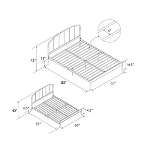 REALROOMS Camie Metal Bed, Adjustable Base Height, No Box Spring Needed, Queen, Black