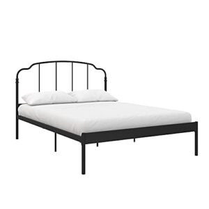 REALROOMS Camie Metal Bed, Adjustable Base Height, No Box Spring Needed, Queen, Black