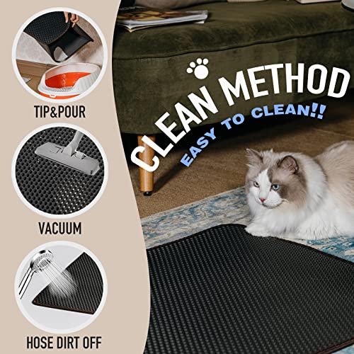 Shekkam Cat Litter Mat: Double-Layer Easy Clean Litter Trapping Mat Catcher 29.5 x 23.6'' for Cat Litter Box, No Phthalate, Urine Proof & Waterproof, Larger Holes Kitty Litter Mat (Honeycomb Pattern)