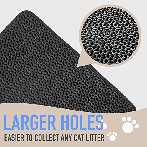 Shekkam Cat Litter Mat: Double-Layer Easy Clean Litter Trapping Mat Catcher 29.5 x 23.6'' for Cat Litter Box, No Phthalate, Urine Proof & Waterproof, Larger Holes Kitty Litter Mat (Honeycomb Pattern)