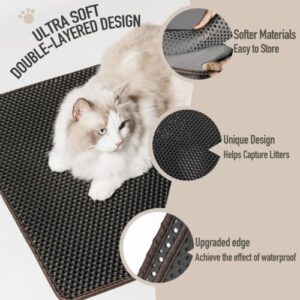 Shekkam Cat Litter Mat: Double-Layer Easy Clean Litter Trapping Mat Catcher 29.5 x 23.6'' for Cat Litter Box, No Phthalate, Urine Proof & Waterproof, Larger Holes Kitty Litter Mat (Honeycomb Pattern)