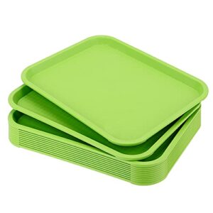 12 pack fast food serving tray, 10 x 14 inch rectangle fast food cafeteria service tray, plastic tray for cafe, food, cafeteria, green