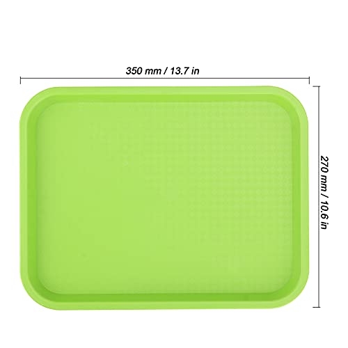 12 Pack Fast Food Serving Tray, 10 x 14 Inch Rectangle Fast Food Cafeteria Service Tray, Plastic Tray for Cafe, Food, Cafeteria, Green