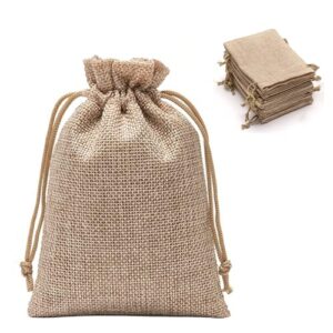 kupoo burlap gift bags wedding hessian jute bags linen jewelry pouches with drawstring for wedding party,diy craft and christmas (natural, 5x7 inch (30pcs))