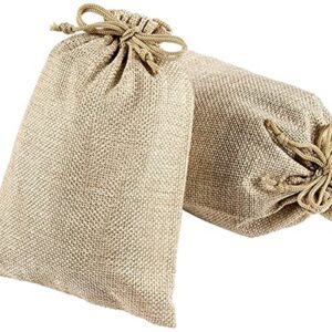 KUPOO Burlap Gift Bags Wedding Hessian Jute Bags Linen Jewelry Pouches with Drawstring for Wedding Party,DIY Craft and Christmas (Natural, 5X7 Inch (30pcs))