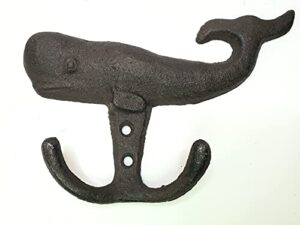 whale metal double wall hook, 6.5 inches by 4.5 inches