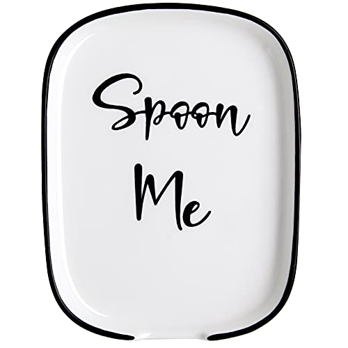 Ceramic Spoon Rest for Stove Top, Large Spoon Holder, Spoon Rest for Kitchen Counter, White Coffee Spoon Rest, Heat-Resistant Cooking Utensil Rest, Modern Kitchen Decor