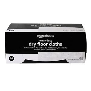 amazon basics quilted heavy duty dry floor cloths to clean dust, dirt, pet hair, 44 count (pack of 1), white, 11" x 8.7"
