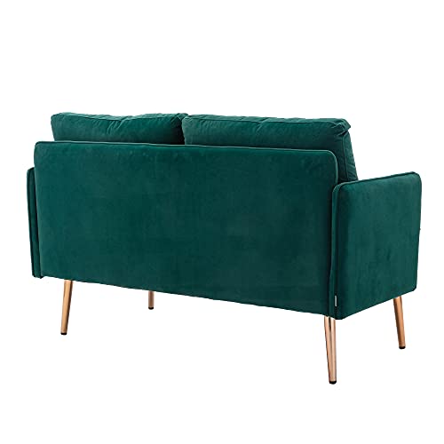 cjc Green Velvet Couch, Modern Loveseat Sofa, Mid Century Sofa Tufted Velvet Sofa Couch, Sofas Couches for Living Room, Apartment, Bedroom, Solid Wood Frame Legs, Easy Assembly