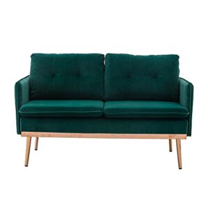 cjc Green Velvet Couch, Modern Loveseat Sofa, Mid Century Sofa Tufted Velvet Sofa Couch, Sofas Couches for Living Room, Apartment, Bedroom, Solid Wood Frame Legs, Easy Assembly